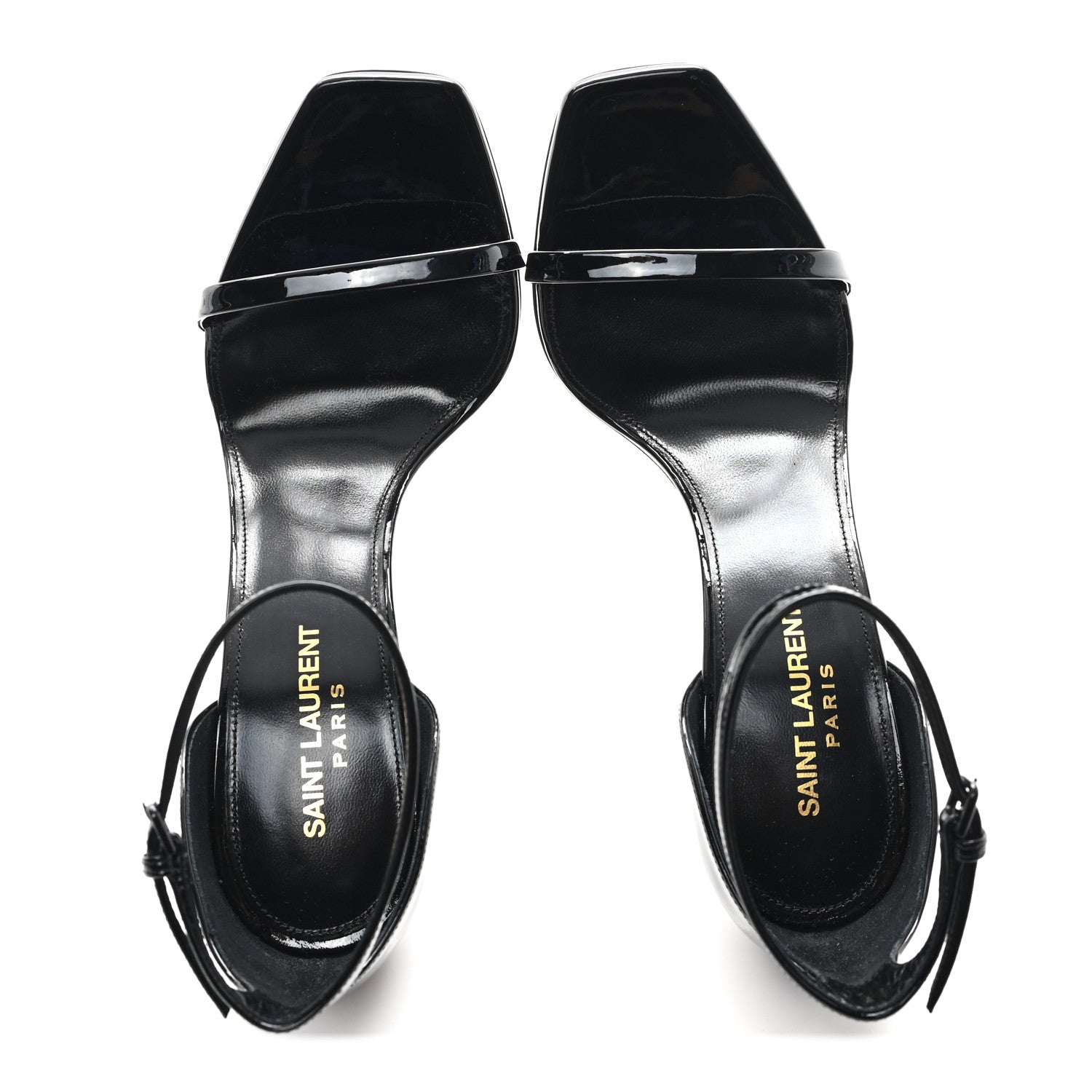 Saint Laurent Patent Calfskin Opyum 110 Sandals 38 Black 2 of 10