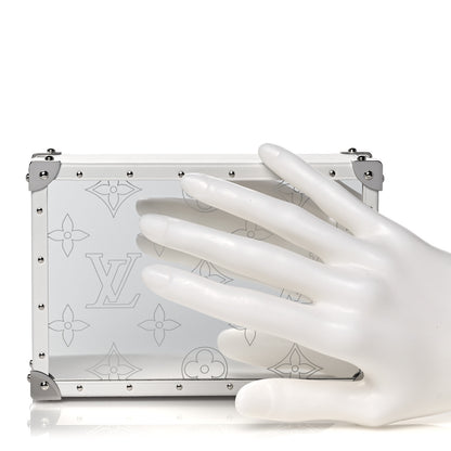 Louis Vuitton Calfskin Mirror Monogram Etched Jewelry Box Trunk White 2 of 12
