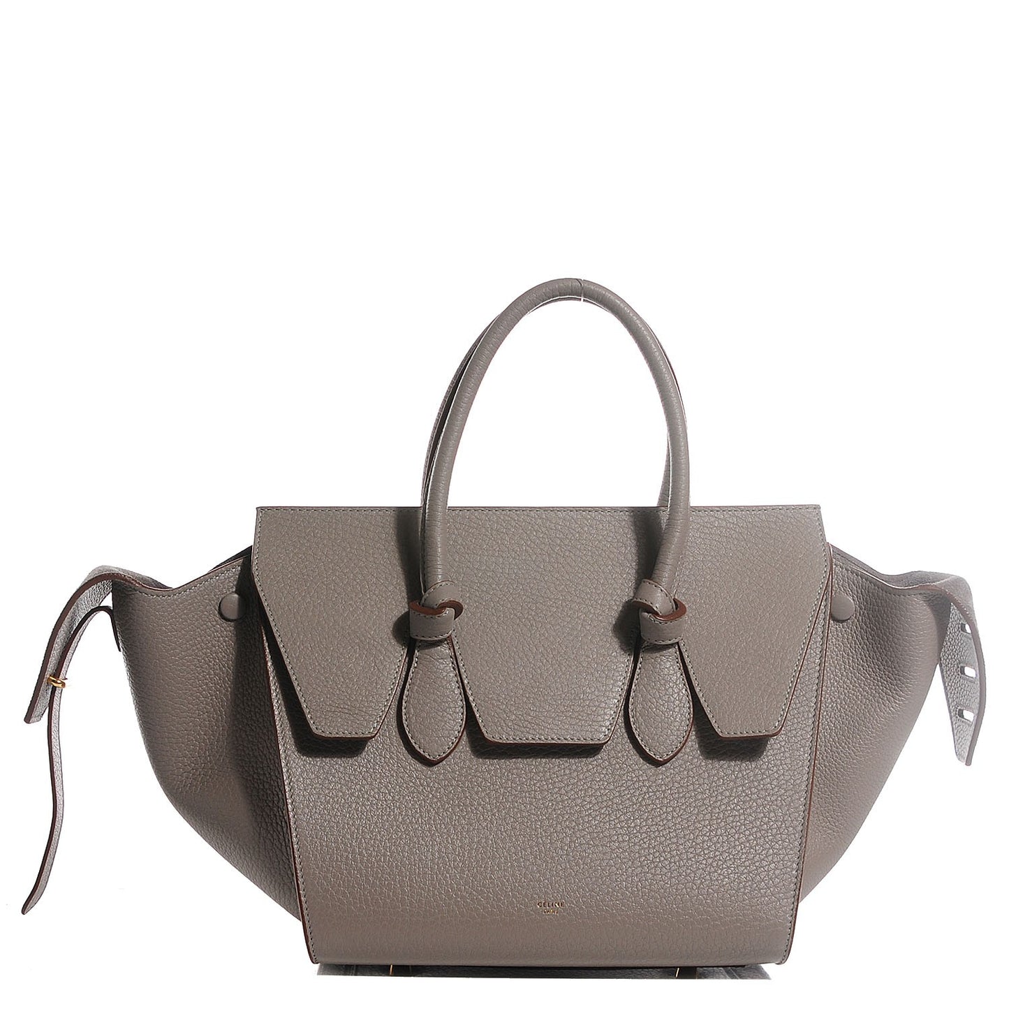 Crisped Calfskin Mini Tie Tote Medium Grey