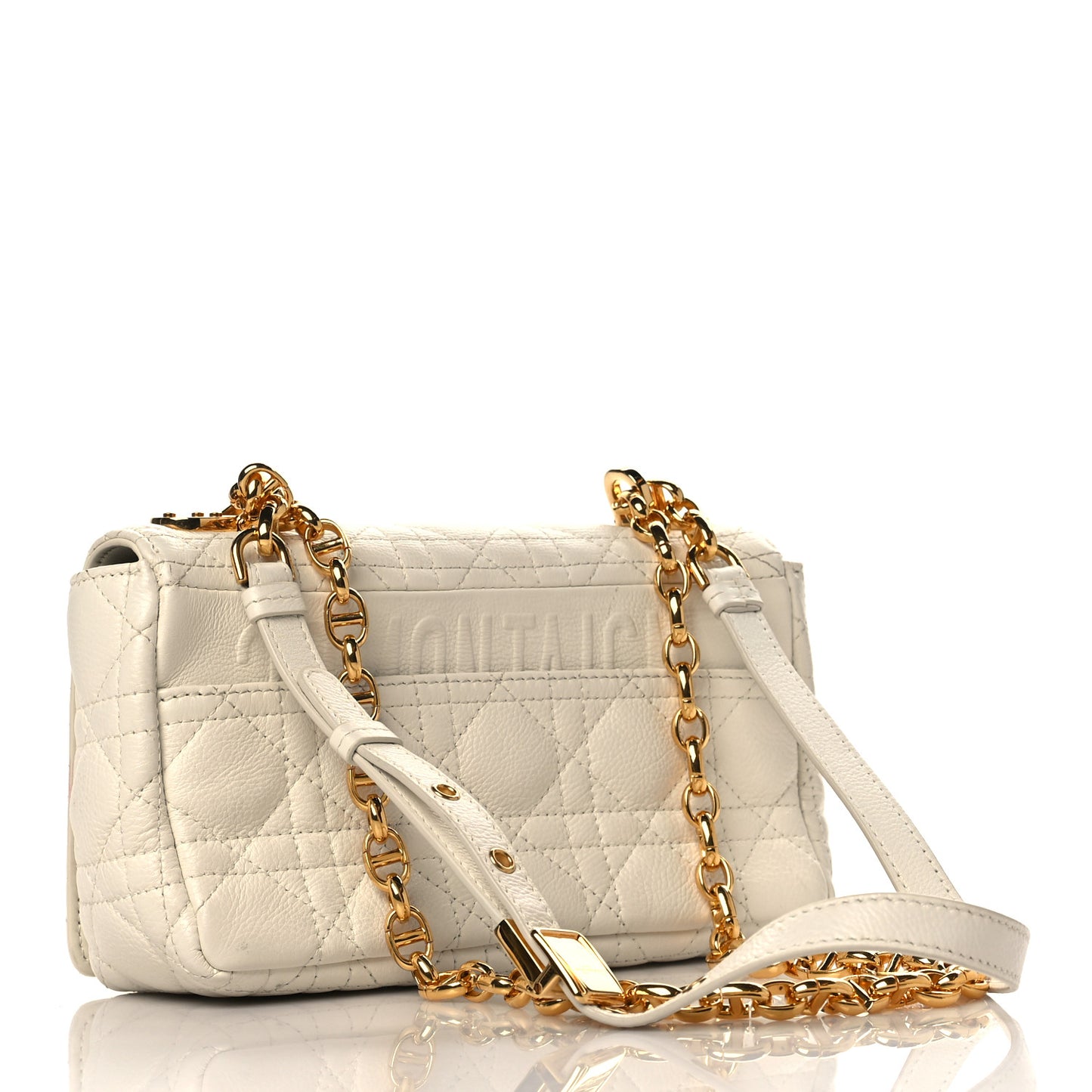 Calfskin Cannage Small Caro Bag Ivory