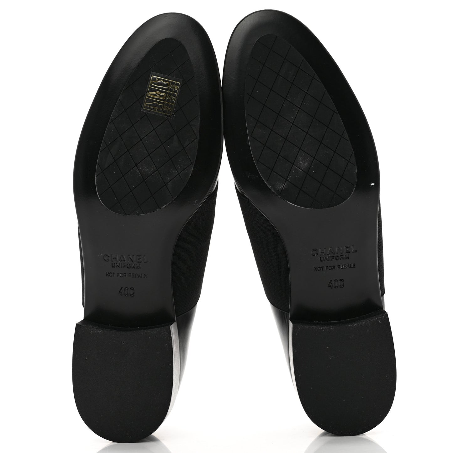 Calfskin Elastic Lace Up Cap Toe CC Loafers 40 Black