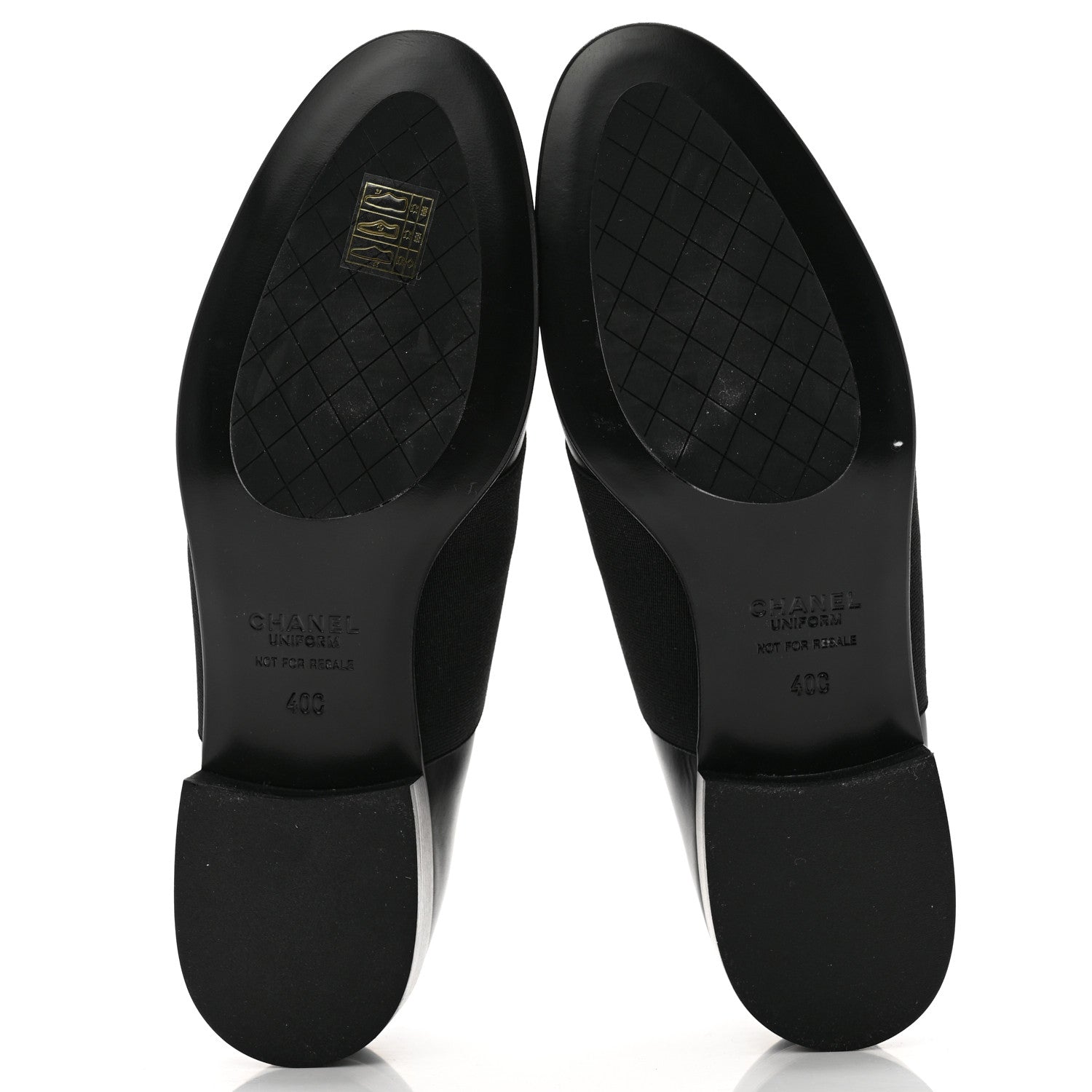 Chanel Calfskin Elastic Lace Up Cap Toe CC Loafers 40 Black 6 of 10