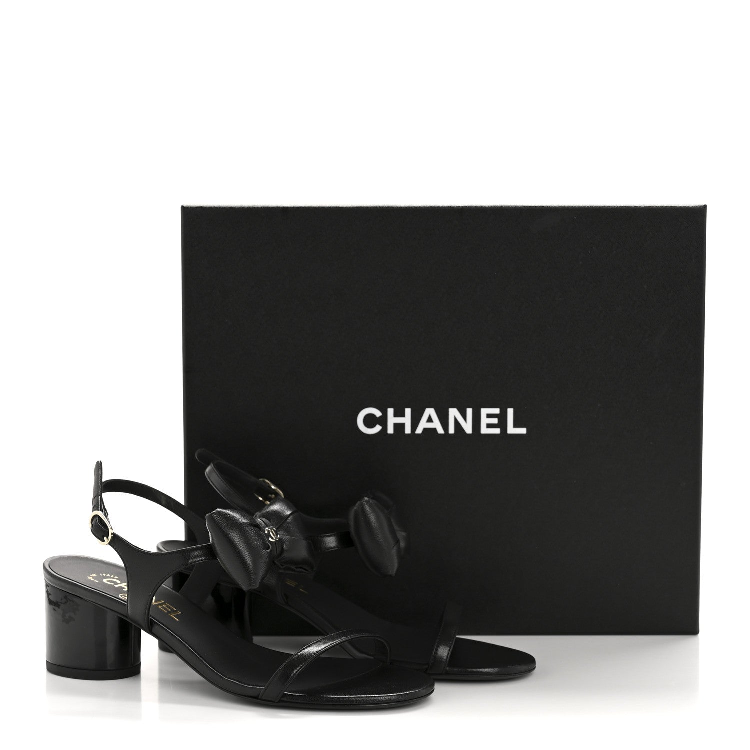Chanel Lambskin CC Bow 55mm Sandals 36 Black 10 of 10