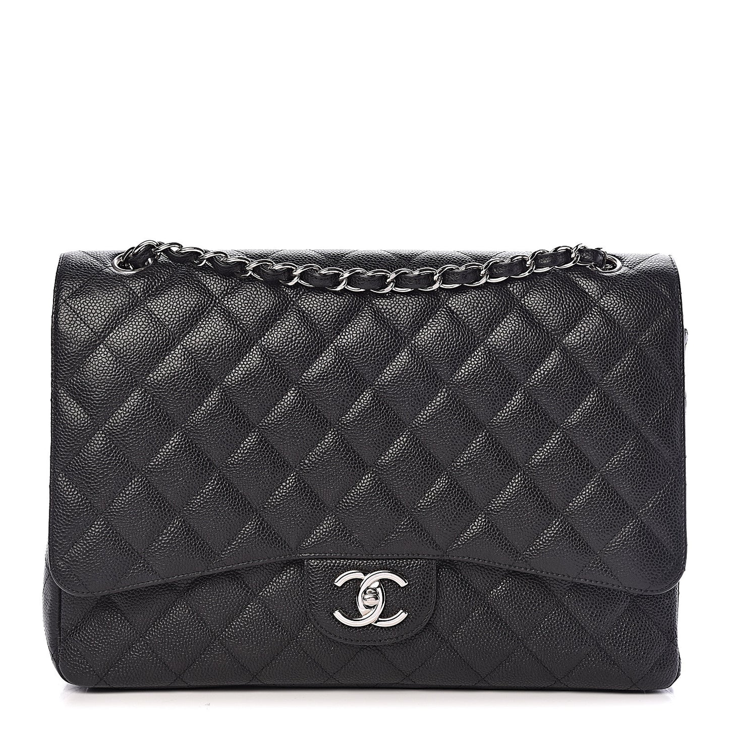 Caviar Quilted Maxi Double Flap Black