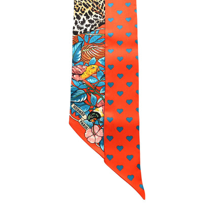 Hermes Silk Jungle Love Love Twilly Orange Bleu Brun 2 of 4