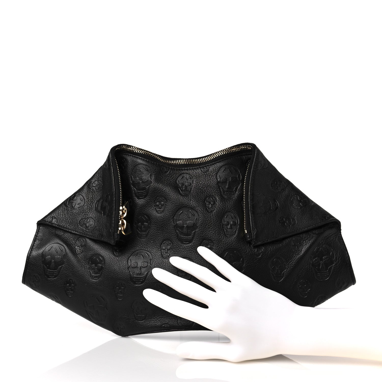 Alexander McQueen Calfskin Skull Embossed De Manta Clutch Black 3 of 7