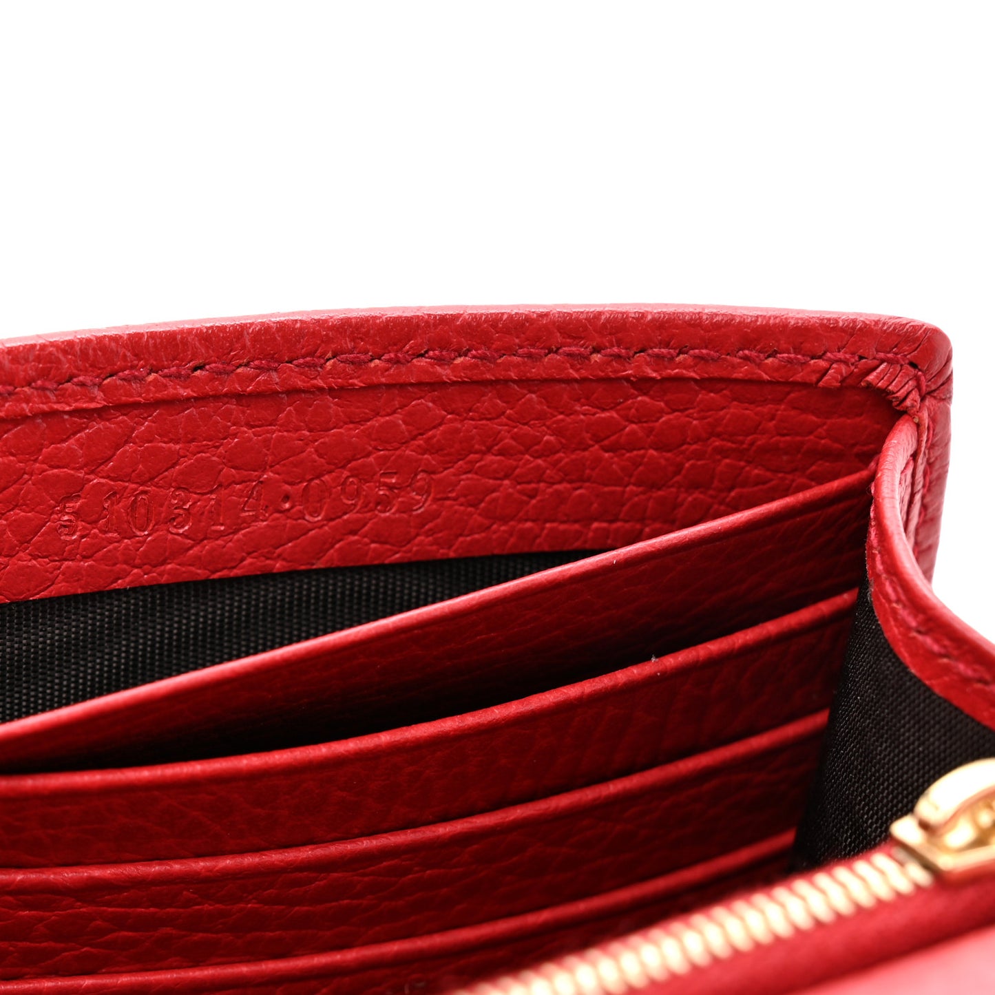 Dollar Calfskin Interlocking G Chain Wallet Red