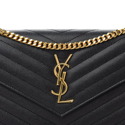 Saint Laurent Grain De Poudre Matelasse Chevron Monogram Chain Wallet Black 11 of 11
