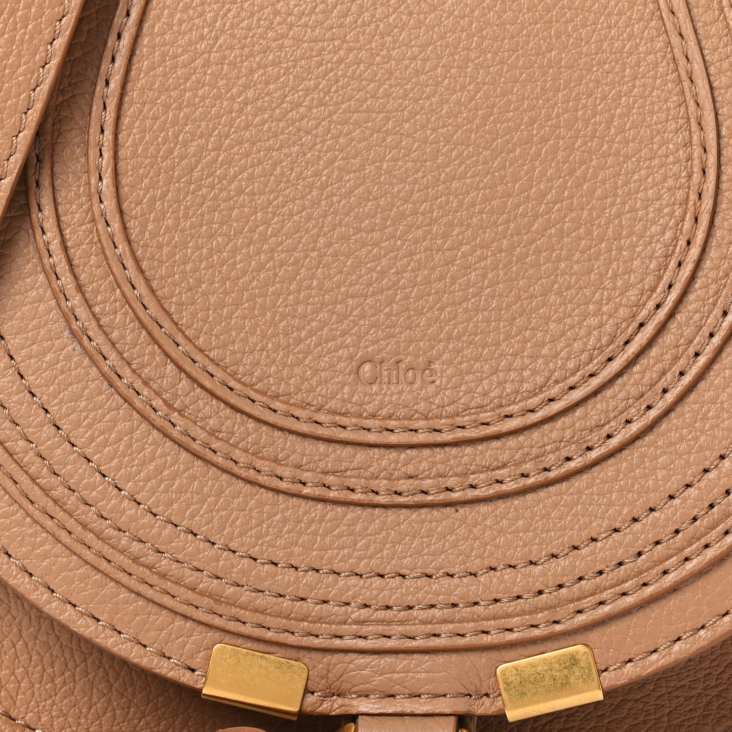 Grained Calfskin Small Marcie Saddle Bag Light Tan