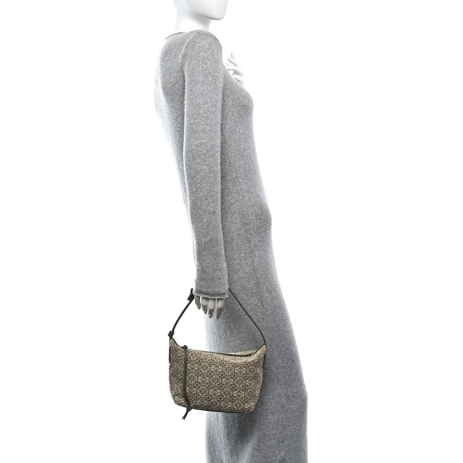 Loewe Jacquard Anagram Calfskin Small Cubi Bag Avocado Green 3 of 9
