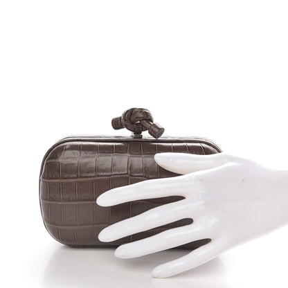 Bottega Veneta Crocodile Knot Clutch Brown 2 of 8