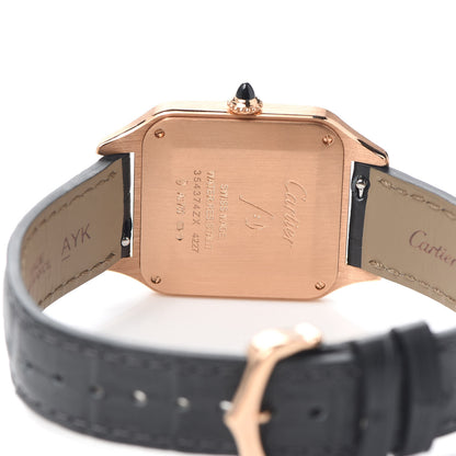 Cartier 18K Pink Gold Alligator 31.5mm Santos Dumont Quartz Watch Grey 4 of 7