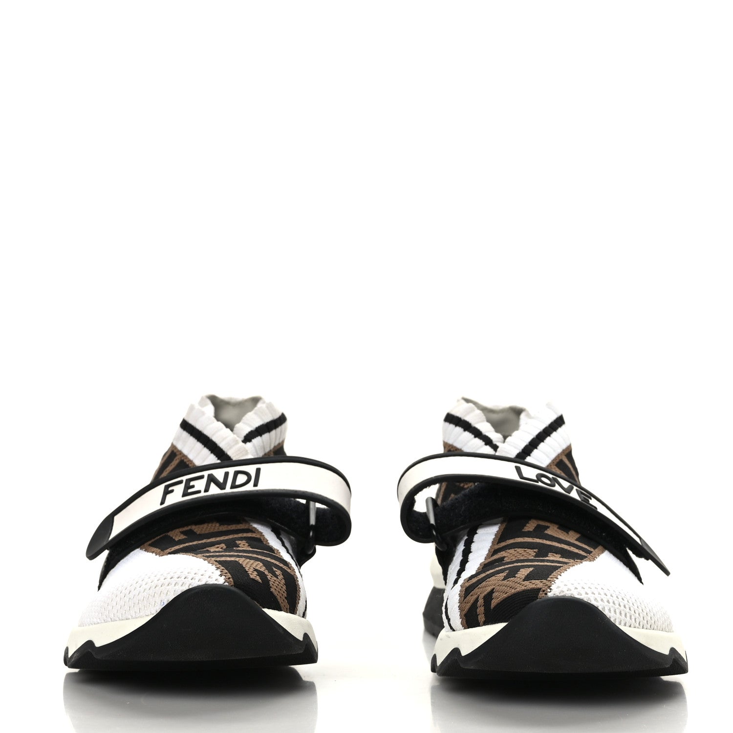 Fendi Stretch Yarn FF Stiff Band Rockoko Sneakers 36.5 Black White Black Tobacco 2 of 6