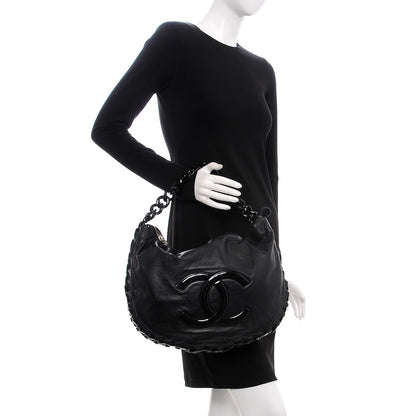 Chanel Calfskin Modern Chain Rhodoid Hobo Black 2 of 7