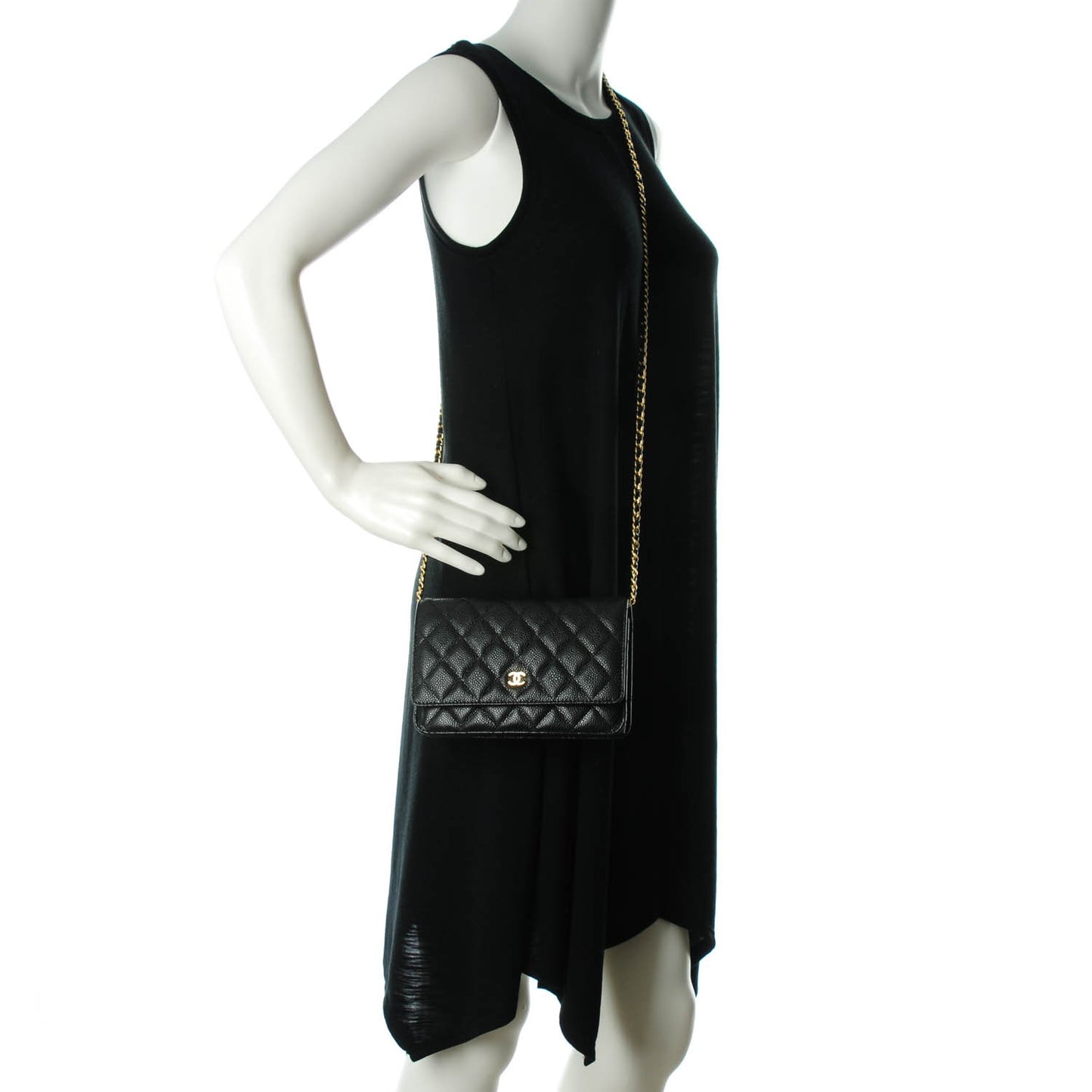 Caviar Quilted Wallet On Chain WOC Black