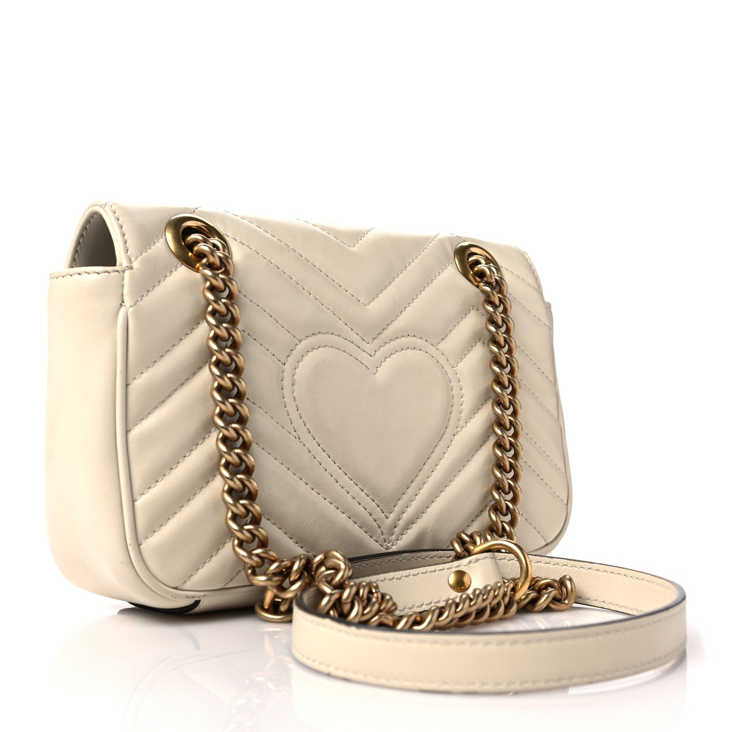 Calfskin Matelasse Mini GG Marmont Shoulder Bag White
