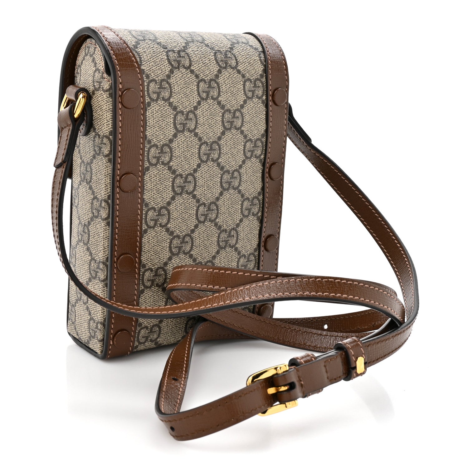 Gucci GG Supreme Monogram Mini Horsebit 1955 Crossbody Bag Beige Brown Sugar 3 of 11