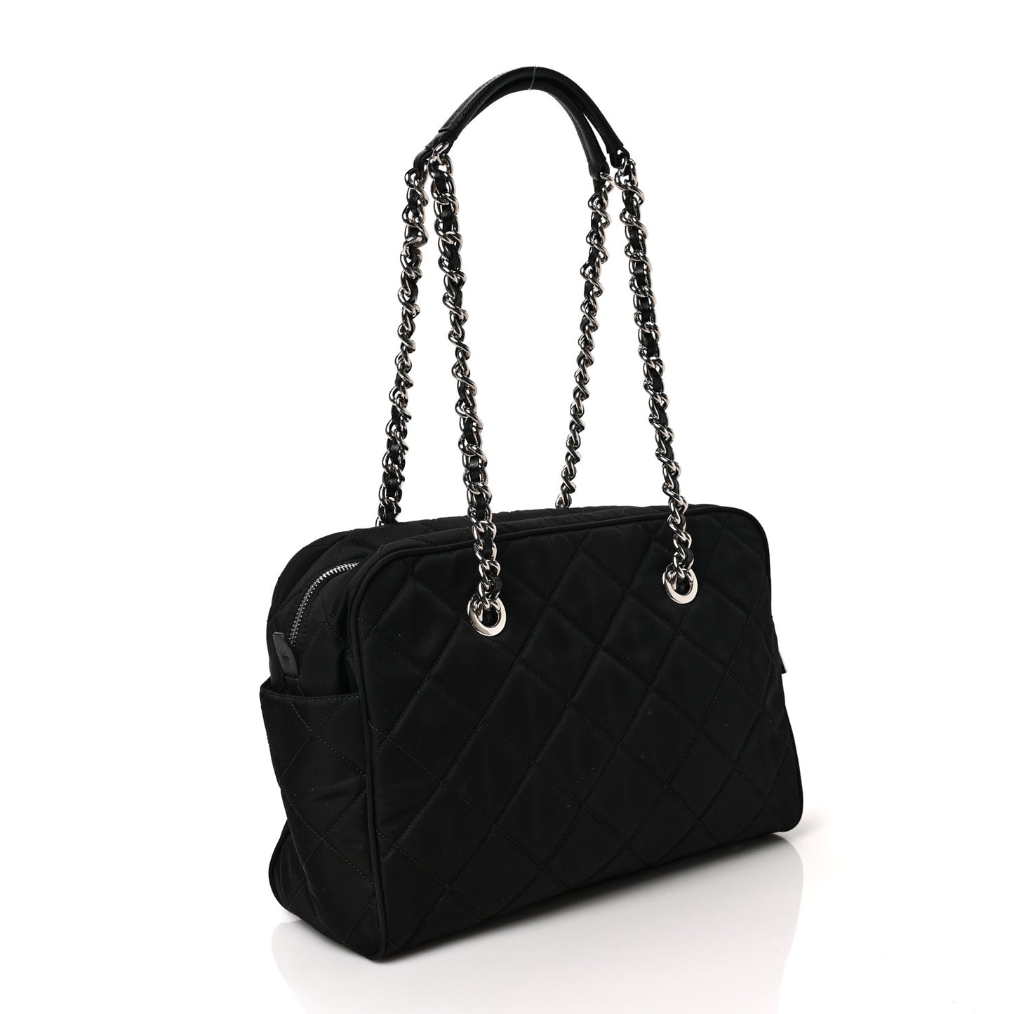 Nylon Tessuto Impuntu Quilted Shoulder Bag Black