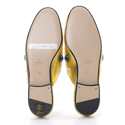 Gucci Metallic Nappa Crystal Womens Princetown Slippers 36 Gold 6 of 9