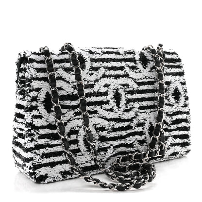 Chanel Sequin CC Medium Flap Black White 3 of 11