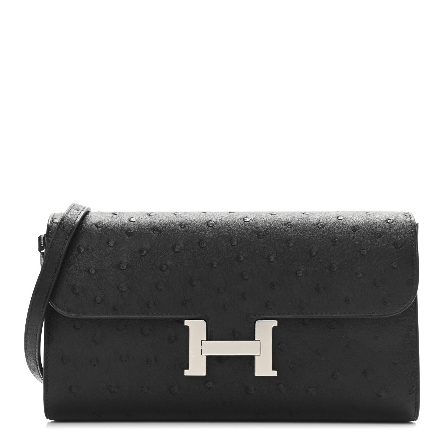Hermes Ostrich Constance Long Wallet To Go Black 1 of 11