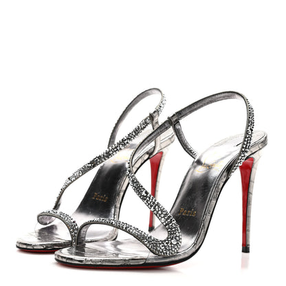 Christian Louboutin Metallic Nappa Embossed Crystal Rosalie 100 Sandals 36 Silver 3 of 8