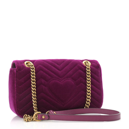 Gucci Velvet Matelasse Small GG Marmont Shoulder Bag Fuchsia Violet Cyclamen 3 of 11