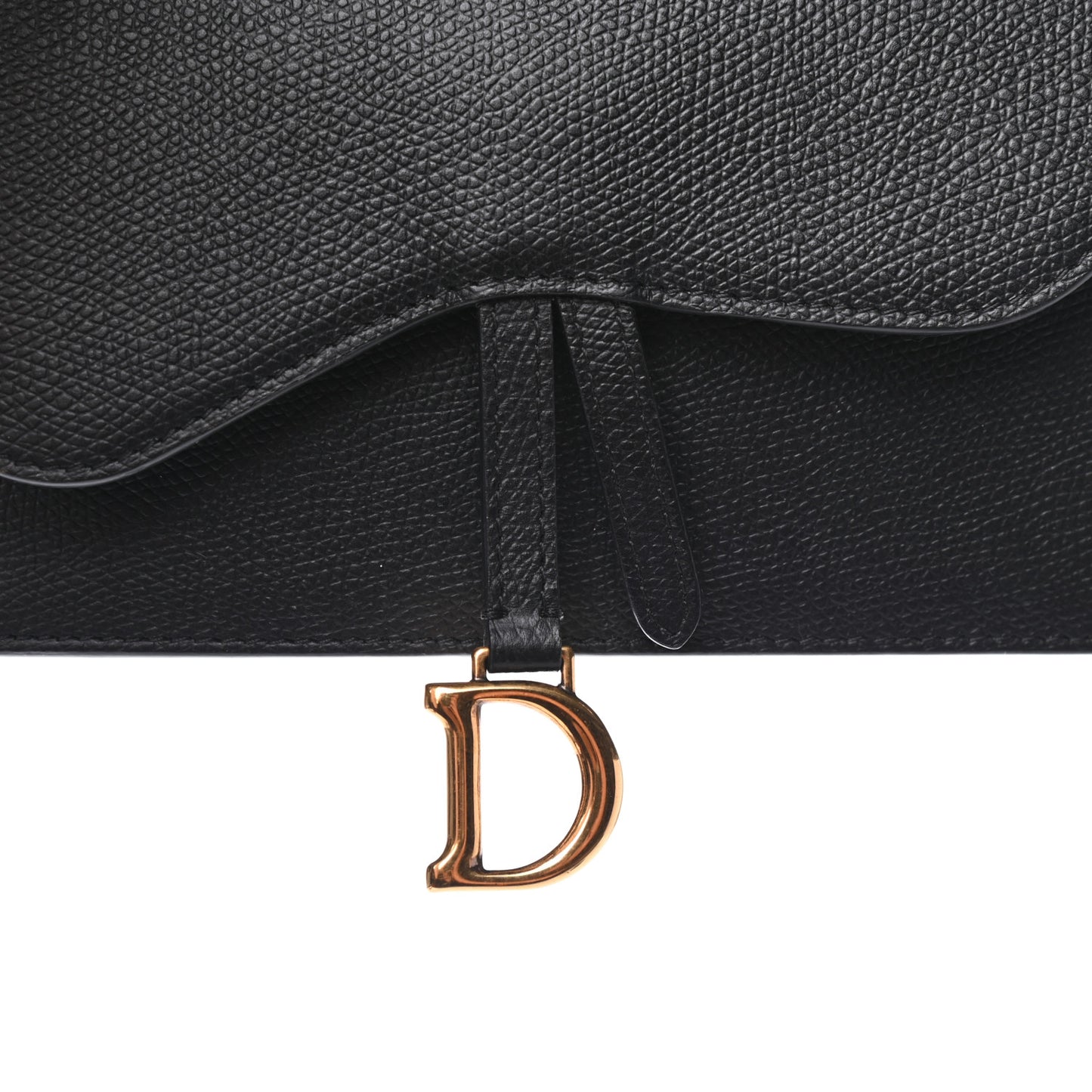Grained Calfskin Saddle Belt Clutch Black