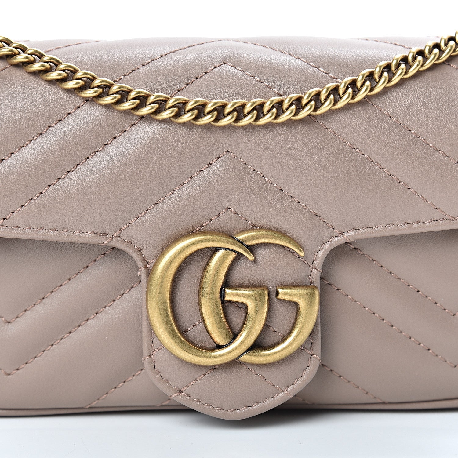 Gucci Calfskin Matelasse Super Mini GG Marmont Shoulder Bag Porcelain Rose 8 of 10