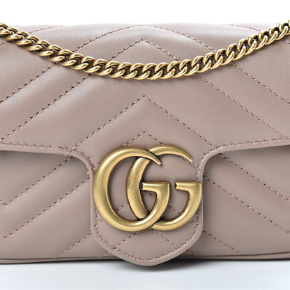 Gucci Calfskin Matelasse Super Mini GG Marmont Shoulder Bag Porcelain Rose 8 of 10
