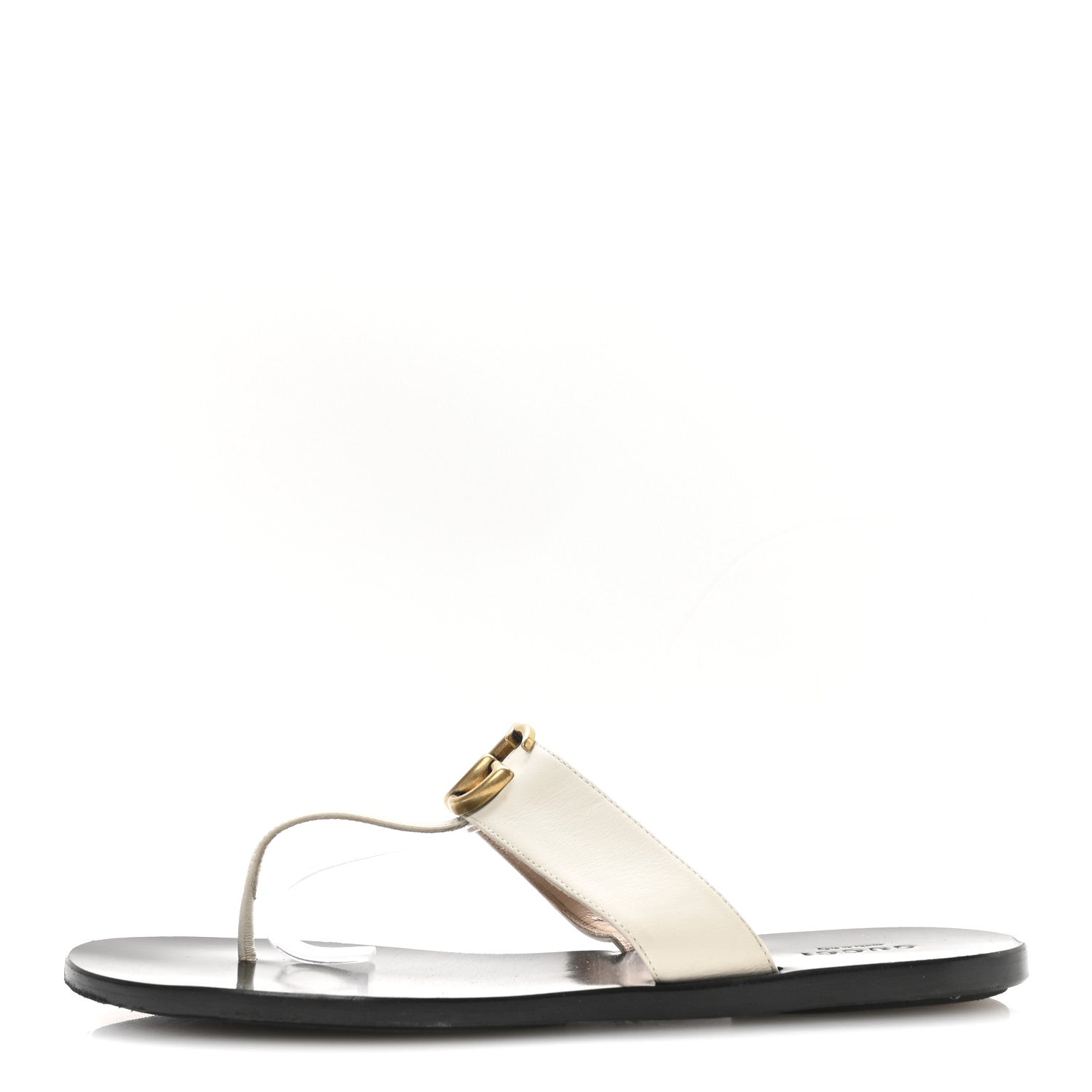 Gucci Calfskin GG Marmont Thong Sandals 38 Mystic White 1 of 7