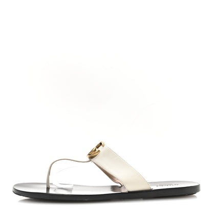 Gucci Calfskin GG Marmont Thong Sandals 38 Mystic White 1 of 7