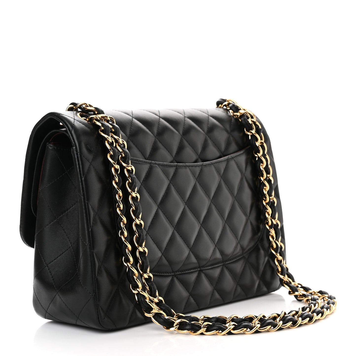 Lambskin Quilted Jumbo Double Flap Black