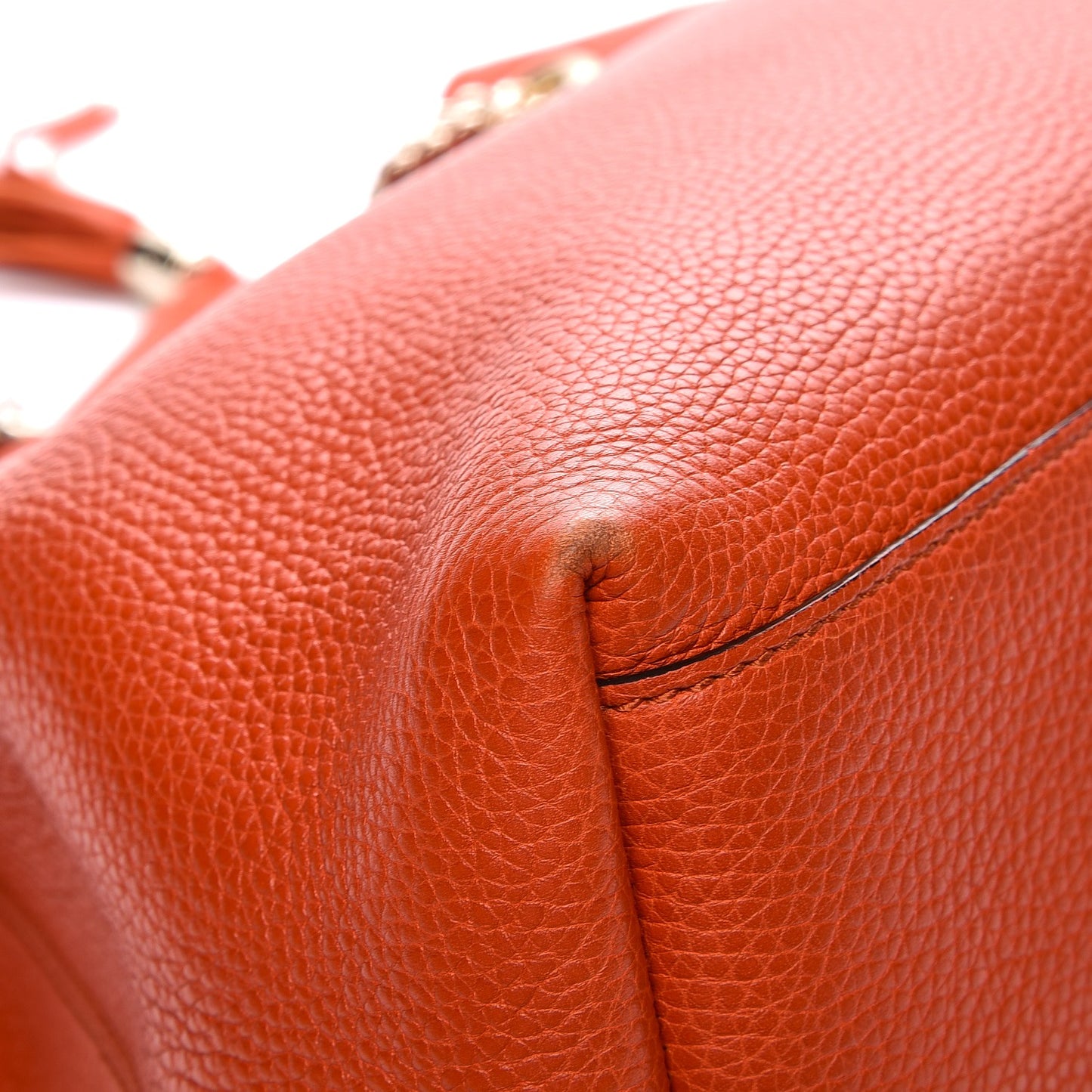 Pebbled Calfskin Medium Soho Chain Shoulder Bag Sun Orange