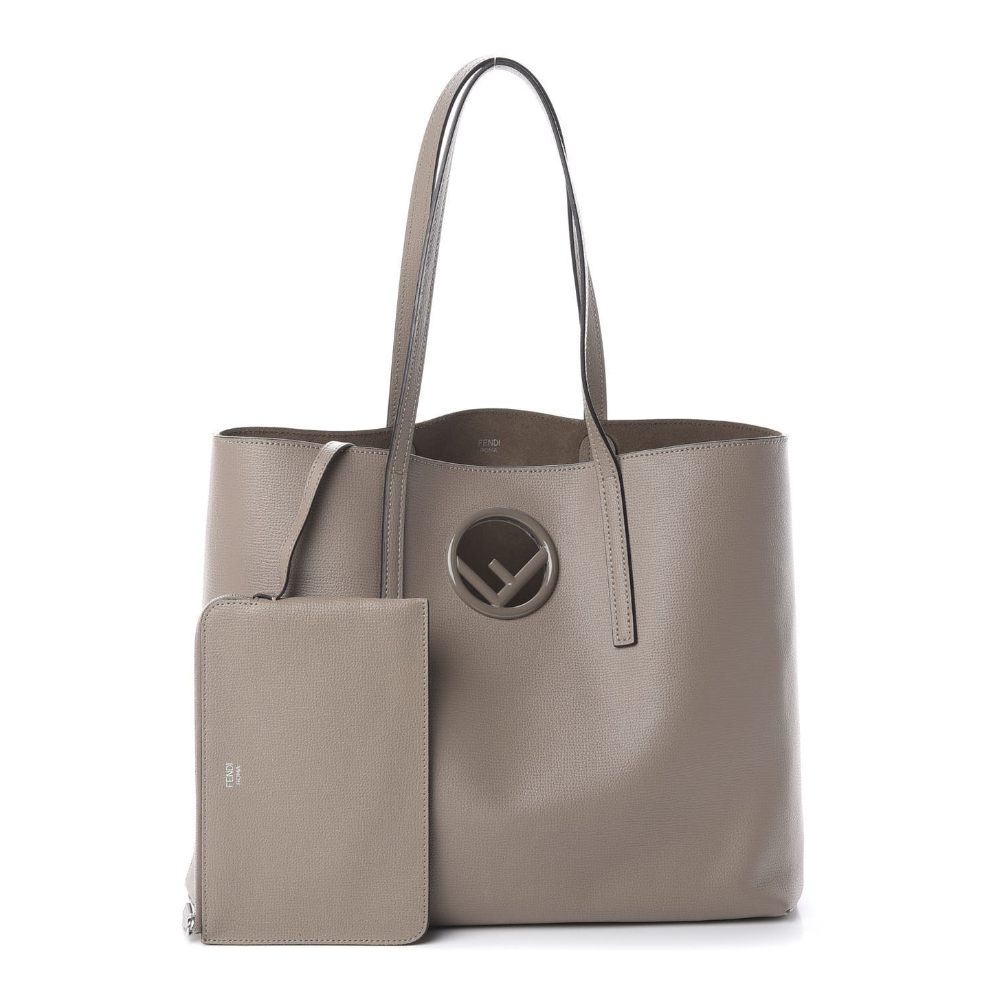 Vitello Vienna Enamel F is Fendi Shopping Tote Tortora Taupe