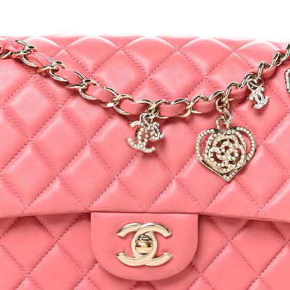 Chanel Lambskin Quilted Valentine Charms Medium Single Flap Pink 8 of 10