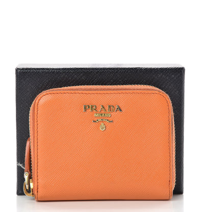 Prada Saffiano Metal Zip Coin Purse Papaya 17 of 17