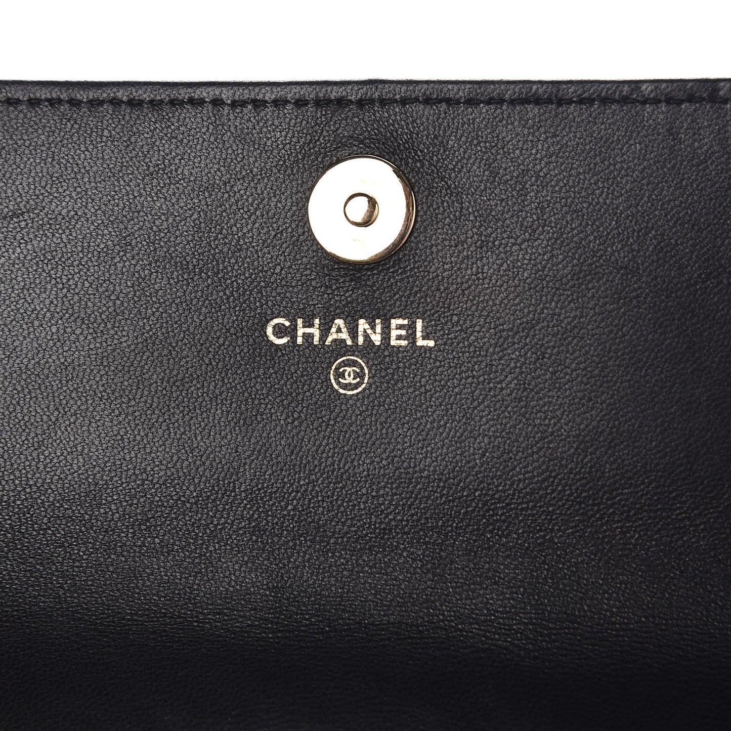 Lambskin Studded Chain Wallet Black