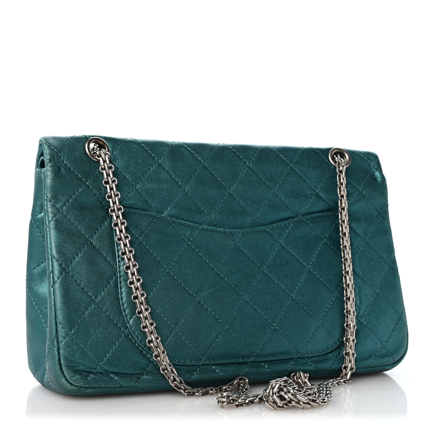 Metallic Calfskin Quilted 2.55 Reissue Flap 227 Turquoise