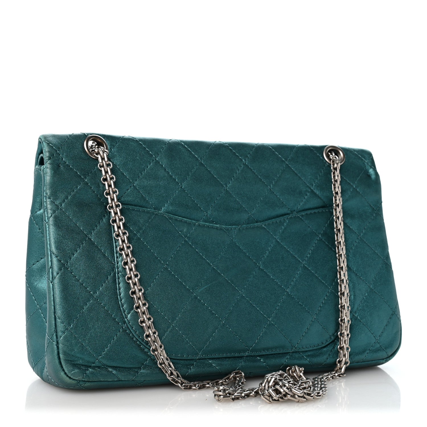 Chanel Metallic Calfskin Quilted 2.55 Reissue Flap 227 Turquoise 3 of 14