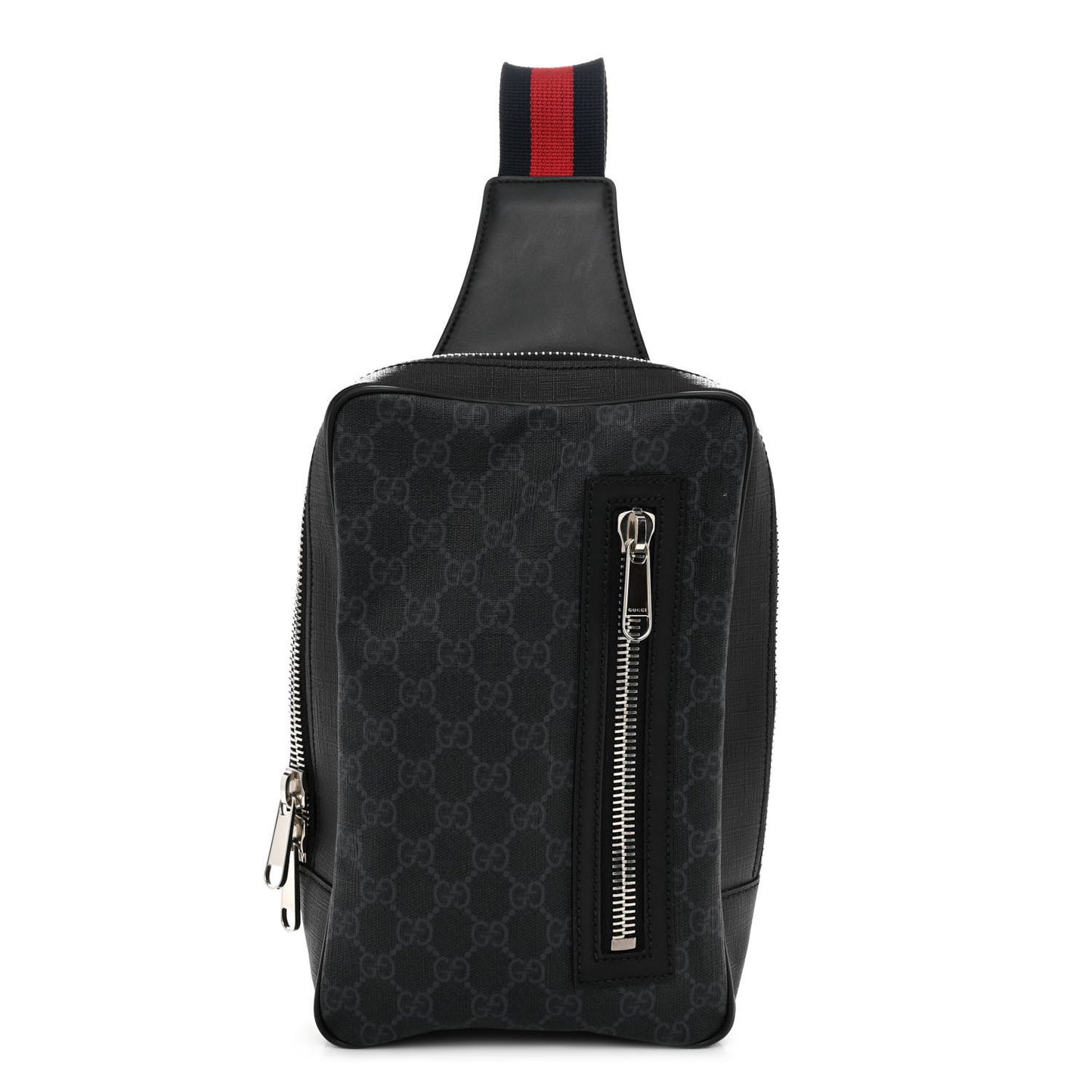 GG Supreme Monogram Web Belt Bag Black Grey