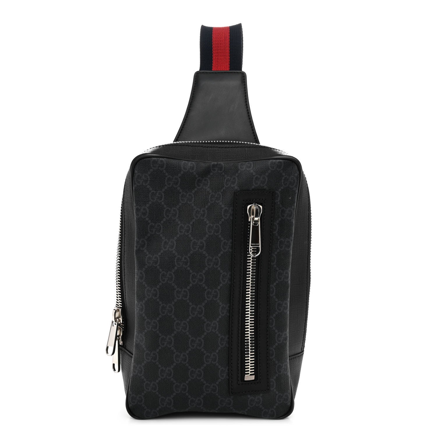 Gucci GG Supreme Monogram Web Belt Bag Black Grey 1 of 10