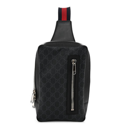 Gucci GG Supreme Monogram Web Belt Bag Black Grey 1 of 10