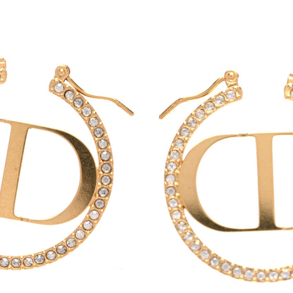 Christian Dior Crystal CD 30 Montaigne Hoop Earrings Gold 4 of 5