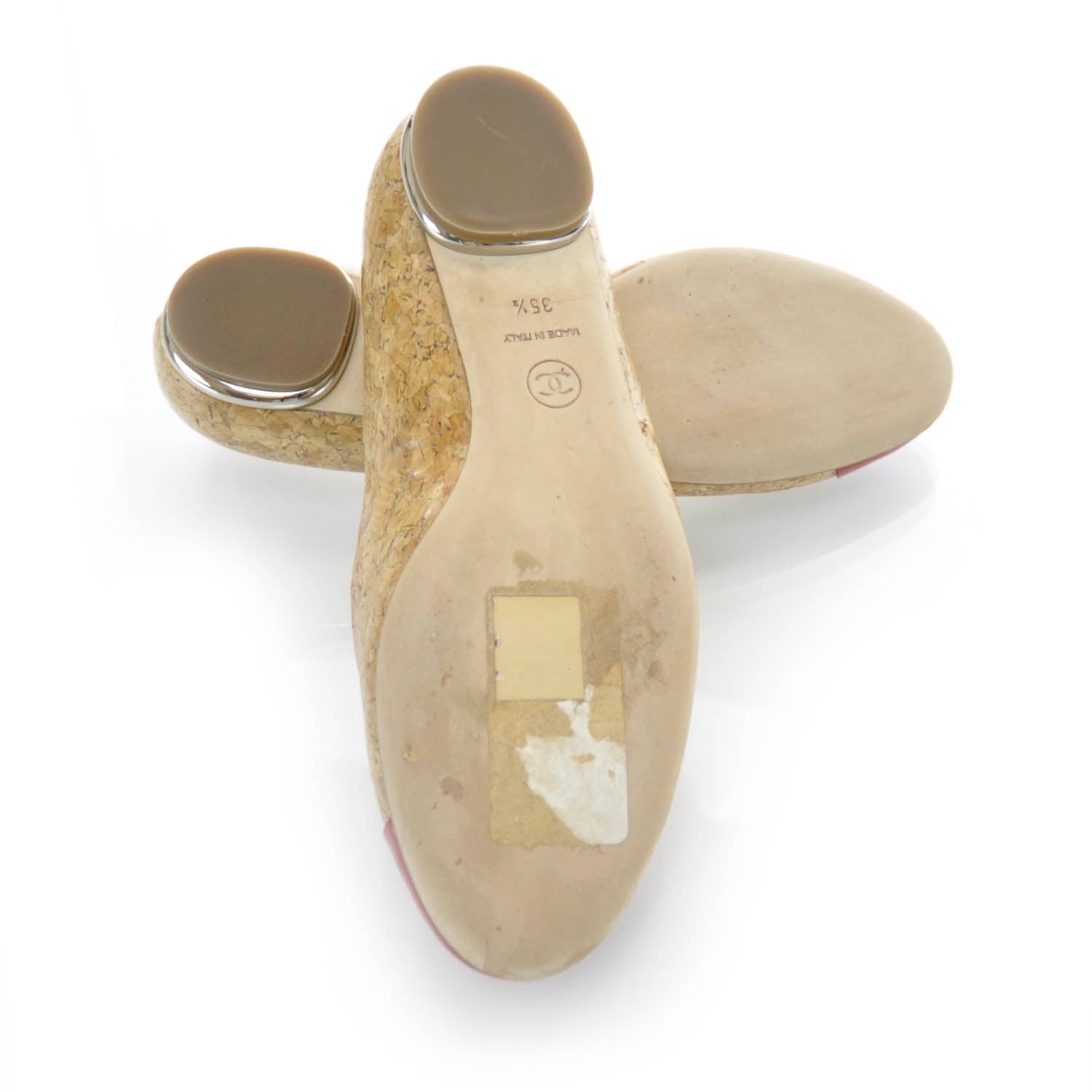 Chanel Cork Patent Cap Toe Ballet Flats 35.5 Red 3 of 7