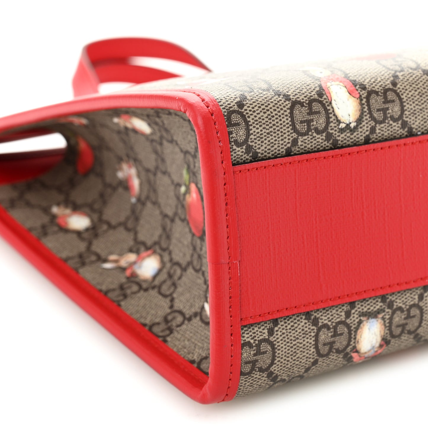 X Peter Rabbit GG Supreme Monogram Rabbit Apple Childrens Tote Beige Ebony Multicolor Bright Hibiscus