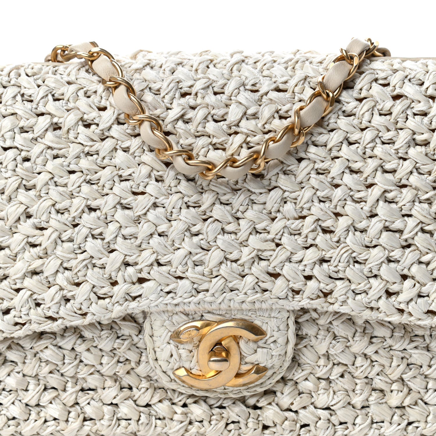 Chanel Raffia Crochet Paris Greece Medium Flap Bag Beige 10 of 10