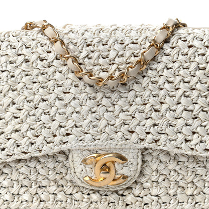 Chanel Raffia Crochet Paris Greece Medium Flap Bag Beige 10 of 10