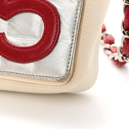 Chanel Canvas Metallic Lambskin Chocolate Bar N°5 Bag White 13 of 15