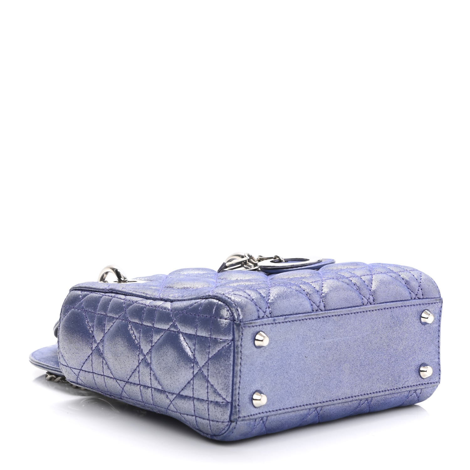 Christian Dior Metallic Lambskin Cannage Mini Lady Dior Dew Bleu 3 of 9